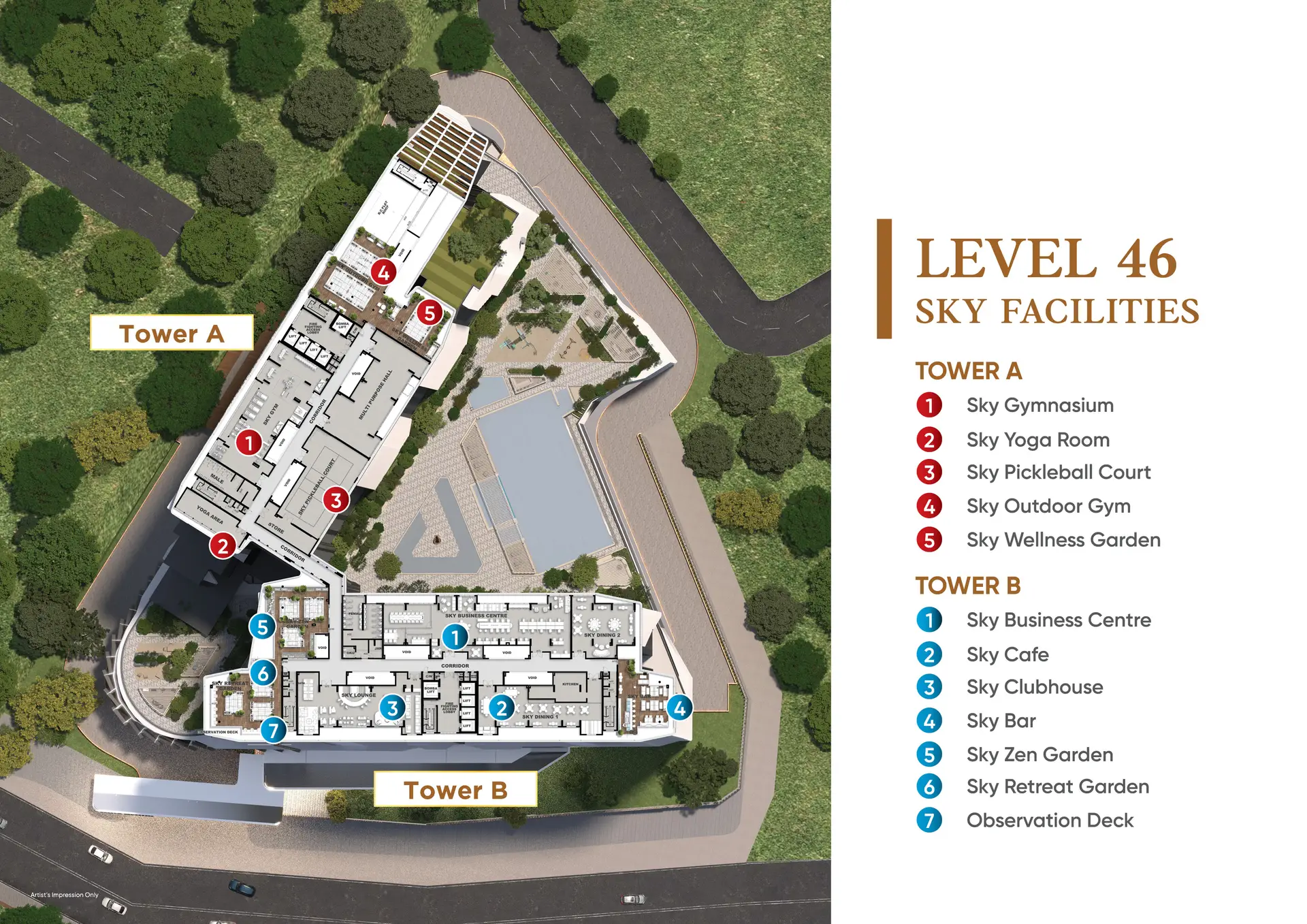 Luxury JB Condo for Sale Near RTS & CIQ | Senyum 8 Sky facilities level 46 guide at Senyum Residences luxury condo in Johor Bahru